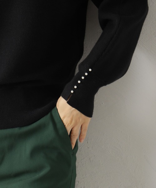 FOUND GOOD（ファウンドグッド）の「COZYパールツキニットPO（ニット/セーター・レディース・ブラウン系3/ブラウン系5/ブラック/アイボリー/グレー系5/ピンク系2/グレー系8/ブルー系5・S/L/M）」の9枚目の写真