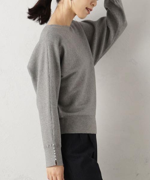 FOUND GOOD（ファウンドグッド）の「COZYパールツキニットPO（ニット/セーター・レディース・ブラウン系3/ブラウン系5/ブラック/アイボリー/グレー系5/ピンク系2/グレー系8/ブルー系5・S/L/M）」の12枚目の写真