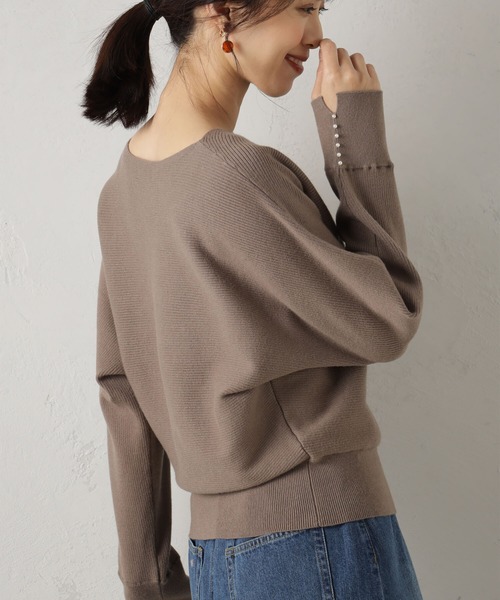 FOUND GOOD（ファウンドグッド）の「COZYパールツキニットPO（ニット/セーター・レディース・ブラウン系3/ブラウン系5/ブラック/アイボリー/グレー系5/ピンク系2/グレー系8/ブルー系5・S/L/M）」の19枚目の写真