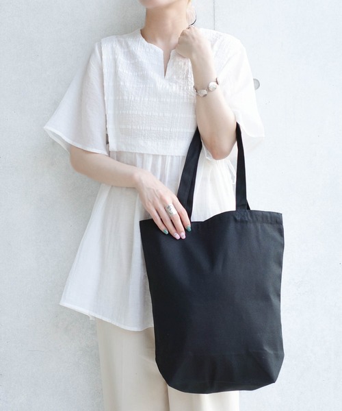 United Athle（ユナイテッドアスレ）の「【CBT1】【United Athle】ヘビーコットン キャンバス トートバッグ 1460 S,Mサイズ（トートバッグ・レディース・ブラック/ナチュラル/ベージュ×ブラック・MEDIUM/SMALL）」の2枚目の写真