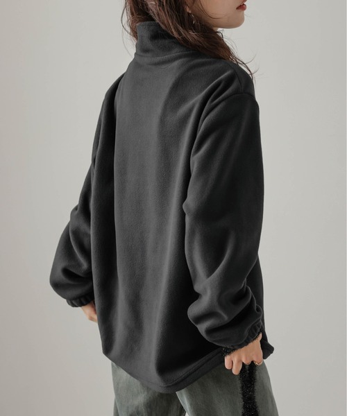La-gemme(ラジェム)の「ハーフジッププルオーバー(Tシャツ/カットソー・レディース・ブラック/アイボリー/チャコール/ベージュ・フリー)」の5枚目の写真