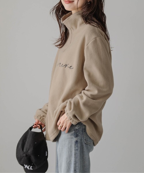 La-gemme(ラジェム)の「ハーフジッププルオーバー(Tシャツ/カットソー・レディース・ブラック/アイボリー/チャコール/ベージュ・フリー)」の9枚目の写真