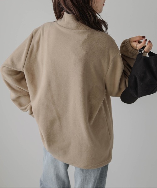 La-gemme(ラジェム)の「ハーフジッププルオーバー(Tシャツ/カットソー・レディース・ブラック/アイボリー/チャコール/ベージュ・フリー)」の10枚目の写真