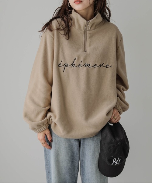 La-gemme(ラジェム)の「ハーフジッププルオーバー(Tシャツ/カットソー・レディース・ブラック/アイボリー/チャコール/ベージュ・フリー)」の11枚目の写真