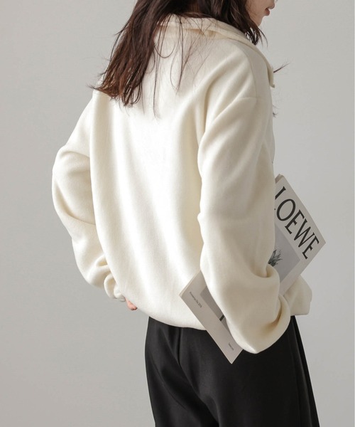 La-gemme(ラジェム)の「ハーフジッププルオーバー(Tシャツ/カットソー・レディース・ブラック/アイボリー/チャコール/ベージュ・フリー)」の13枚目の写真