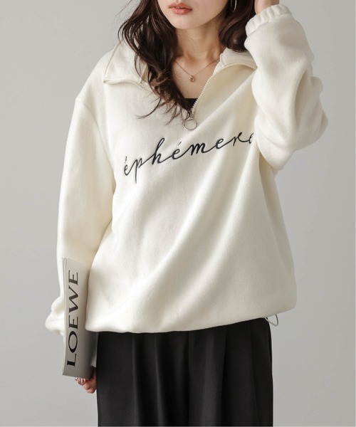 La-gemme(ラジェム)の「ハーフジッププルオーバー(Tシャツ/カットソー・レディース・ブラック/アイボリー/チャコール/ベージュ・フリー)」の14枚目の写真