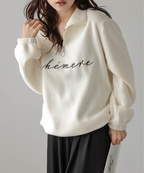 La-gemme(ラジェム)の「ハーフジッププルオーバー(Tシャツ/カットソー・レディース・ブラック/アイボリー/チャコール/ベージュ・フリー)」の15枚目の写真