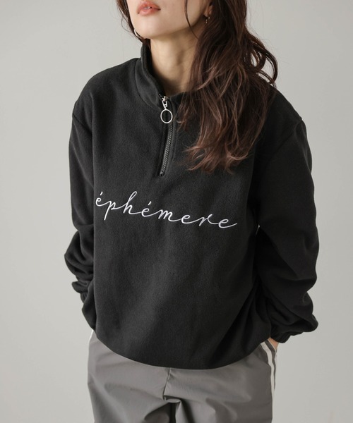 La-gemme(ラジェム)の「ハーフジッププルオーバー(Tシャツ/カットソー・レディース・ブラック/アイボリー/チャコール/ベージュ・フリー)」の18枚目の写真