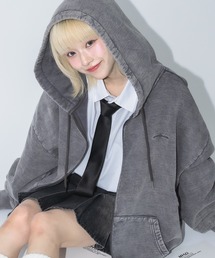 17HR | 【ユニセックス】ウォッシュドスウェットジップパーカー(セットアップ可)(パーカー)