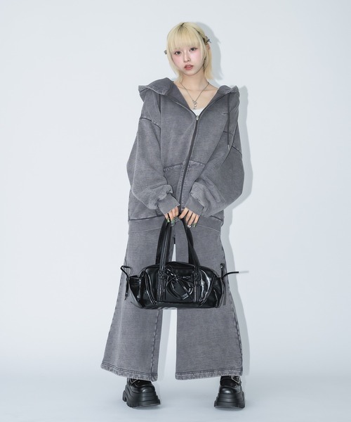 17HR(セブンティーンアワーズ)の「【ユニセックス】ウォッシュドスウェットジップパーカー(セットアップ可)(パーカー・レディース・ブラック/グレー・FREE)」の4枚目の写真