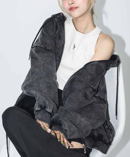 17HR(セブンティーンアワーズ)の「【ユニセックス】ウォッシュドスウェットジップパーカー(セットアップ可)(パーカー・レディース・ブラック/グレー・FREE)」の18枚目の写真