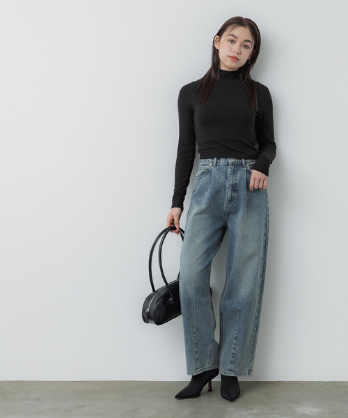 coca（coca）（コカ）の「【WEB限定セール】リブテレコタートルネックトップス（ニット/セーター・レディース・ホワイト/ブラック/グレー・S/M/L）」の4枚目の写真