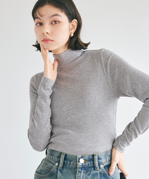 coca（coca）（コカ）の「【WEB限定セール】リブテレコタートルネックトップス（ニット/セーター・レディース・ホワイト/ブラック/グレー・S/M/L）」の18枚目の写真