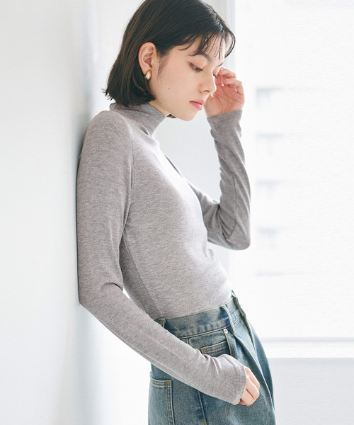 coca（coca）（コカ）の「【WEB限定セール】リブテレコタートルネックトップス（ニット/セーター・レディース・ホワイト/ブラック/グレー・S/M/L）」の20枚目の写真