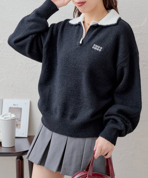 新品未使用　ココディール　cocodeal Wカラースキッパーニットプルオーバー 新品未使用 ココディール cocodeal Wカラースキッパーニットプル