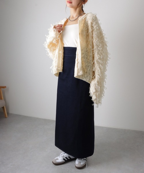 LAULEN(ローレン)の「loop knit cardigan /ループ編み ニット カーディガン(カーディガン/ボレロ・レディース・アイボリー/ブラック・FREE)」の11枚目の写真