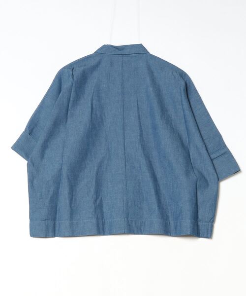 DANTON(ダントン)の「DANTON/ダントン シャンブレーワークシャツ CHAMBRAY WORK SHIRT DT-B0345 SCA(シャツ/ブラウス・レディース・ホワイト/ライトインディゴブルー・38)」の3枚目の写真