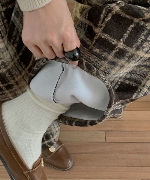 2ly2(トゥーリートゥー)の「カジュアルチェック柄裏起毛ストレートパンツ(その他パンツ・レディース・ネイビー/レッド/ブラウン・FREE)」の12枚目の写真