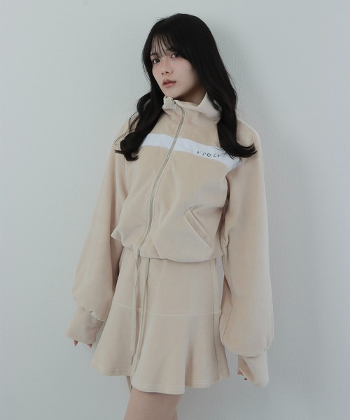 M DOLLY(エムドリー)の「*M DOLLY original* line logo zip tops/ラインロゴジップトップス(ジャージ・レディース・ベージュ/ブラック・FREE)」の18枚目の写真