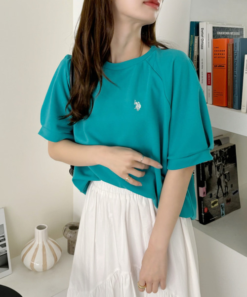 U.S. POLO ASSN.(ユーエスポロアッスン)の「U.S. POLO ASSN. クルーネック ラグランスリーブ ドルマン トップス(Tシャツ/カットソー・レディース・アイボリー/ネイビー/エメラルド・L/M/S)」の3枚目の写真