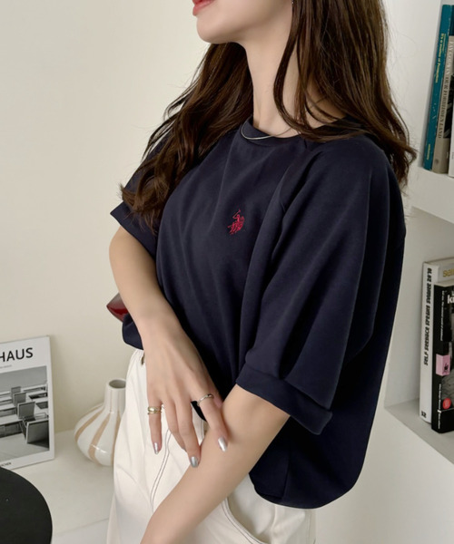 U.S. POLO ASSN.(ユーエスポロアッスン)の「U.S. POLO ASSN. クルーネック ラグランスリーブ ドルマン トップス(Tシャツ/カットソー・レディース・アイボリー/ネイビー/エメラルド・L/M/S)」の20枚目の写真