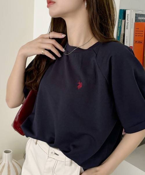 U.S. POLO ASSN.(ユーエスポロアッスン)の「U.S. POLO ASSN. クルーネック ラグランスリーブ ドルマン トップス(Tシャツ/カットソー・レディース・アイボリー/ネイビー/エメラルド・L/M/S)」の17枚目の写真