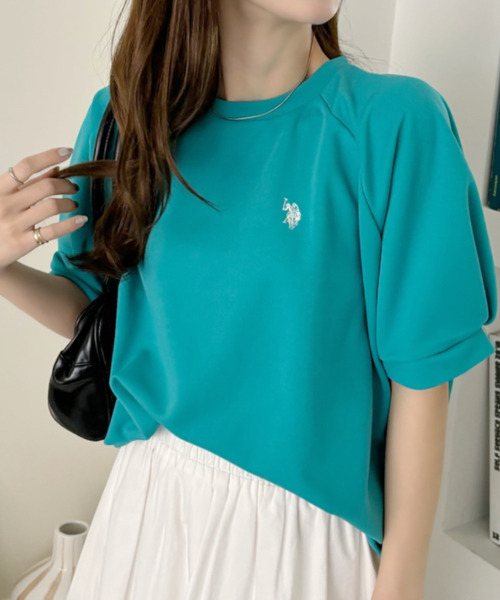 U.S. POLO ASSN.(ユーエスポロアッスン)の「U.S. POLO ASSN. クルーネック ラグランスリーブ ドルマン トップス(Tシャツ/カットソー・レディース・アイボリー/ネイビー/エメラルド・L/M/S)」の13枚目の写真
