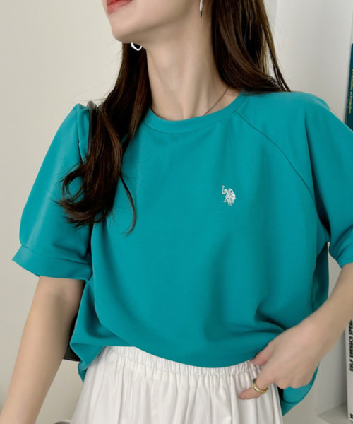 U.S. POLO ASSN.(ユーエスポロアッスン)の「U.S. POLO ASSN. クルーネック ラグランスリーブ ドルマン トップス(Tシャツ/カットソー・レディース・アイボリー/ネイビー/エメラルド・L/M/S)」の14枚目の写真