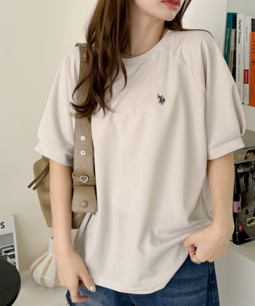 U.S. POLO ASSN.(ユーエスポロアッスン)の「U.S. POLO ASSN. クルーネック ラグランスリーブ ドルマン トップス(Tシャツ/カットソー・レディース・アイボリー/ネイビー/エメラルド・L/M/S)」の22枚目の写真
