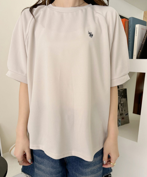 U.S. POLO ASSN.(ユーエスポロアッスン)の「U.S. POLO ASSN. クルーネック ラグランスリーブ ドルマン トップス(Tシャツ/カットソー・レディース・アイボリー/ネイビー/エメラルド・L/M/S)」の5枚目の写真