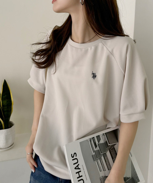 U.S. POLO ASSN.(ユーエスポロアッスン)の「U.S. POLO ASSN. クルーネック ラグランスリーブ ドルマン トップス(Tシャツ/カットソー・レディース・アイボリー/ネイビー/エメラルド・L/M/S)」の21枚目の写真