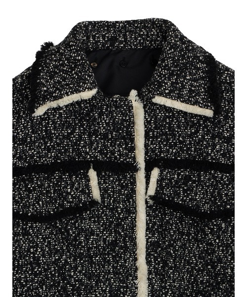 セール】OTONA MUSE FRINGE TWEED SHORT JACKET（テーラード
