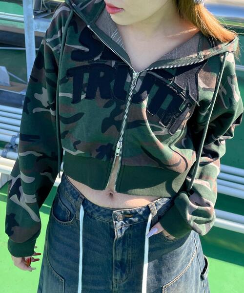 WEGO(ウィゴー)の「WEGO/ロゴZIPショートパーカー(パーカー・レディース・その他1/杢グレー・FREE)」の2枚目の写真