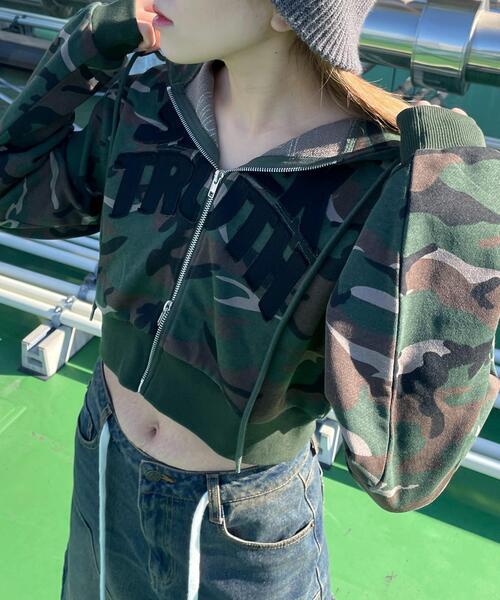 WEGO(ウィゴー)の「WEGO/ロゴZIPショートパーカー(パーカー・レディース・その他1/杢グレー・FREE)」の12枚目の写真