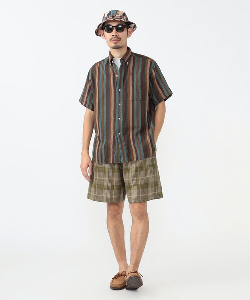 BEAMS PLUS（ビームスプラス）の「ダブルガーゼ マルチストライプ ボタンダウン シャツ クラシック フィット（シャツ/ブラウス・メンズ・ベージュ/ブラウン・M/L/S）」の8枚目の写真