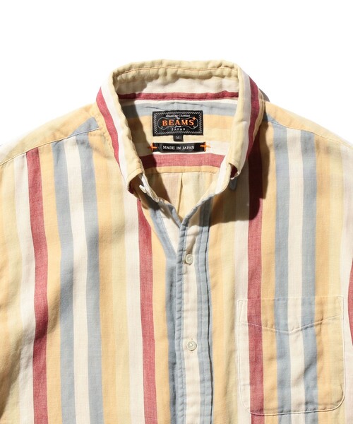 BEAMS PLUS（ビームスプラス）の「ダブルガーゼ マルチストライプ ボタンダウン シャツ クラシック フィット（シャツ/ブラウス・メンズ・ベージュ/ブラウン・M/L/S）」の13枚目の写真
