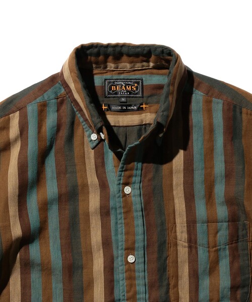 BEAMS PLUS（ビームスプラス）の「ダブルガーゼ マルチストライプ ボタンダウン シャツ クラシック フィット（シャツ/ブラウス・メンズ・ベージュ/ブラウン・M/L/S）」の20枚目の写真