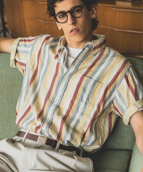 BEAMS PLUS（ビームスプラス）の「ダブルガーゼ マルチストライプ ボタンダウン シャツ クラシック フィット（シャツ/ブラウス・メンズ・ベージュ/ブラウン・M/L/S）」の2枚目の写真