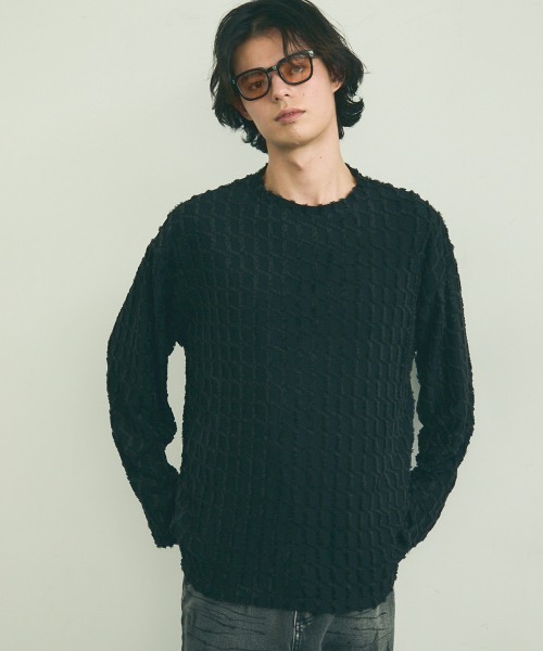 Shoowtime(ショウタイム)の「Block fringe pattern long T-shirt / ブロックフリンジパターンロングTシャツ(Tシャツ/カットソー・メンズ・ブラック/ベージュ/オフホワイト・MEDIUM/LARGE/X-LARGE)」の16枚目の写真