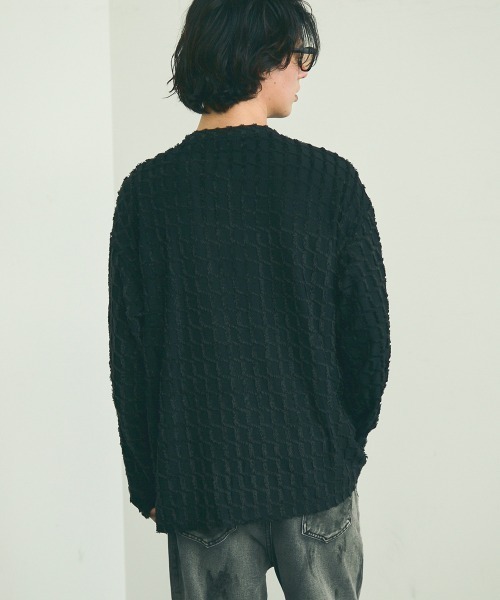Shoowtime(ショウタイム)の「Block fringe pattern long T-shirt / ブロックフリンジパターンロングTシャツ(Tシャツ/カットソー・メンズ・ブラック/ベージュ/オフホワイト・MEDIUM/LARGE/X-LARGE)」の19枚目の写真