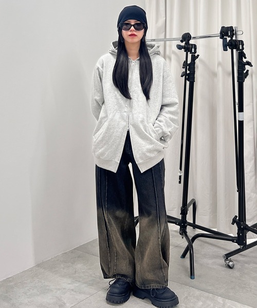 Figments（フィグメンツ）の「FOILプリントダブルZIPパーカー（パーカー・レディース・スミクロ/杢グレー・LARGE/X-LARGE）」の10枚目の写真