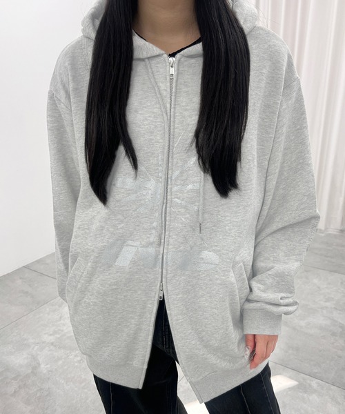 Figments（フィグメンツ）の「FOILプリントダブルZIPパーカー（パーカー・レディース・スミクロ/杢グレー・LARGE/X-LARGE）」の13枚目の写真