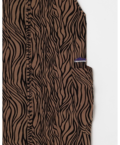 新品サウザンドマイル ゼブラ柄サロペット　ロングワンピース　フリーサイズ L's】FRONT ZIP SALOPETTE OP ZEBRA NYLON・POLYURETHANE
