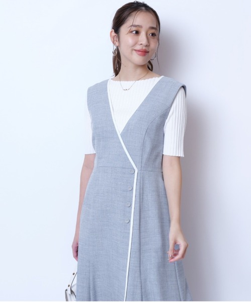 JUSGLITTY レディ５分袖リブニット モカ JUSGLITTY（ジャスグリッティー）の「レディ5分袖リブニット
