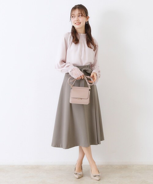couture brooch（クチュールブローチ）の「【きれいめ・美脚効果・通勤】ネオシャンブルラップ風スカート（スカート・レディース・ブラウン系その他/サックスブルー/ネイビー・36/38/40/42）」の8枚目の写真
