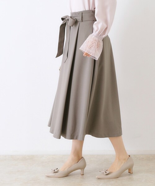 couture brooch（クチュールブローチ）の「【きれいめ・美脚効果・通勤】ネオシャンブルラップ風スカート（スカート・レディース・ブラウン系その他/サックスブルー/ネイビー・36/38/40/42）」の12枚目の写真