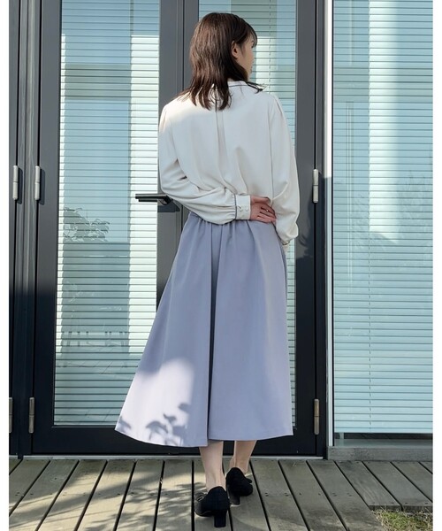 きれいめ・美脚効果・通勤】ネオシャンブルラップ風スカート