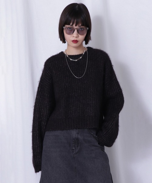 ROSE BUD(ローズバッド)の「クルーネックニットプルオーバー(ニット/セーター・レディース・グリーン/ブラック/ホワイト・ONE SIZE)」の2枚目の写真