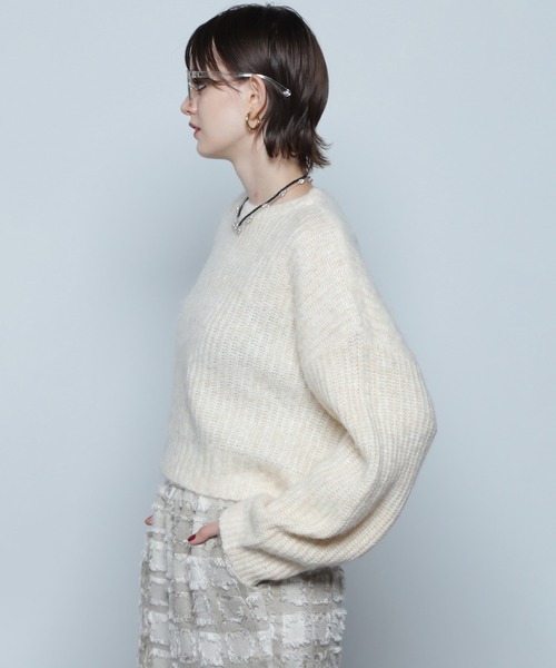 ROSE BUD(ローズバッド)の「クルーネックニットプルオーバー(ニット/セーター・レディース・グリーン/ブラック/ホワイト・ONE SIZE)」の8枚目の写真