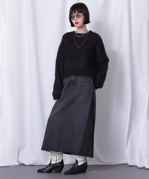 ROSE BUD(ローズバッド)の「クルーネックニットプルオーバー(ニット/セーター・レディース・グリーン/ブラック/ホワイト・ONE SIZE)」の12枚目の写真